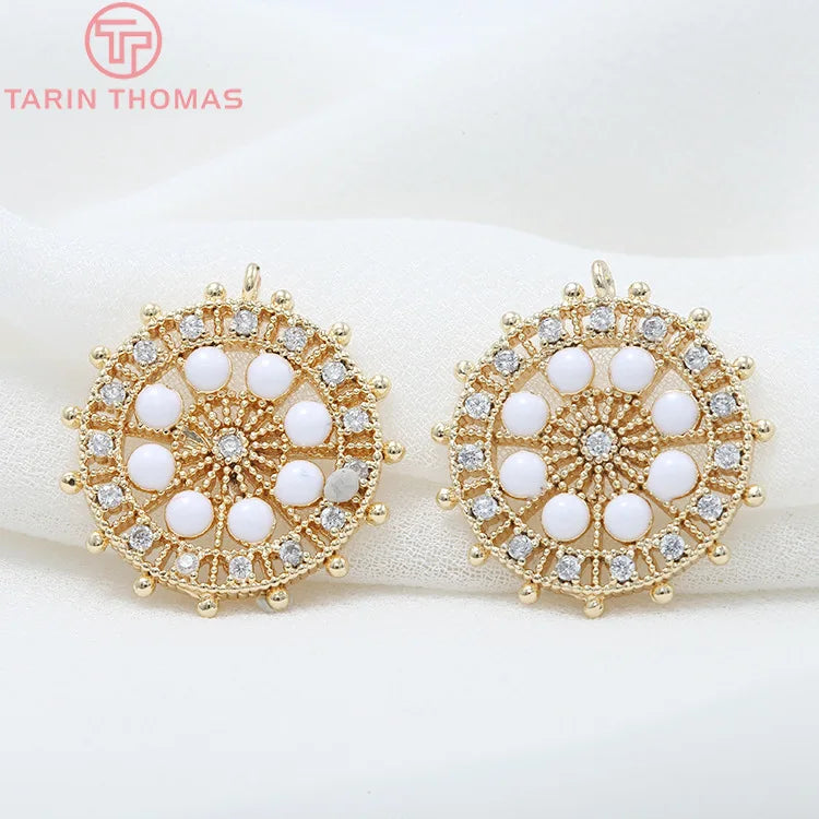 4PCS 21MM Brass Zircon Ferris Wheel Pendants for Jewelry Making