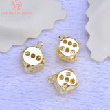 10PCS 11.5x15MM 24K Plated Brass Dice Charms Pendants