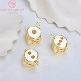 10PCS 11.5x15MM 24K Plated Brass Dice Charms Pendants