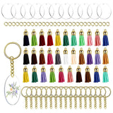 128Pcs Acrylic Keychain Blanks Circle Discs 2 Inch Tassel Pendant Keyring