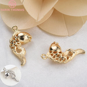 12x23MM 24K Plated Fish Charms Pendants for Jewelry Making