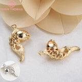 12x23MM 24K Plated Fish Charms Pendants for Jewelry Making