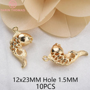 12x23MM 24K Plated Fish Charms Pendants for Jewelry Making