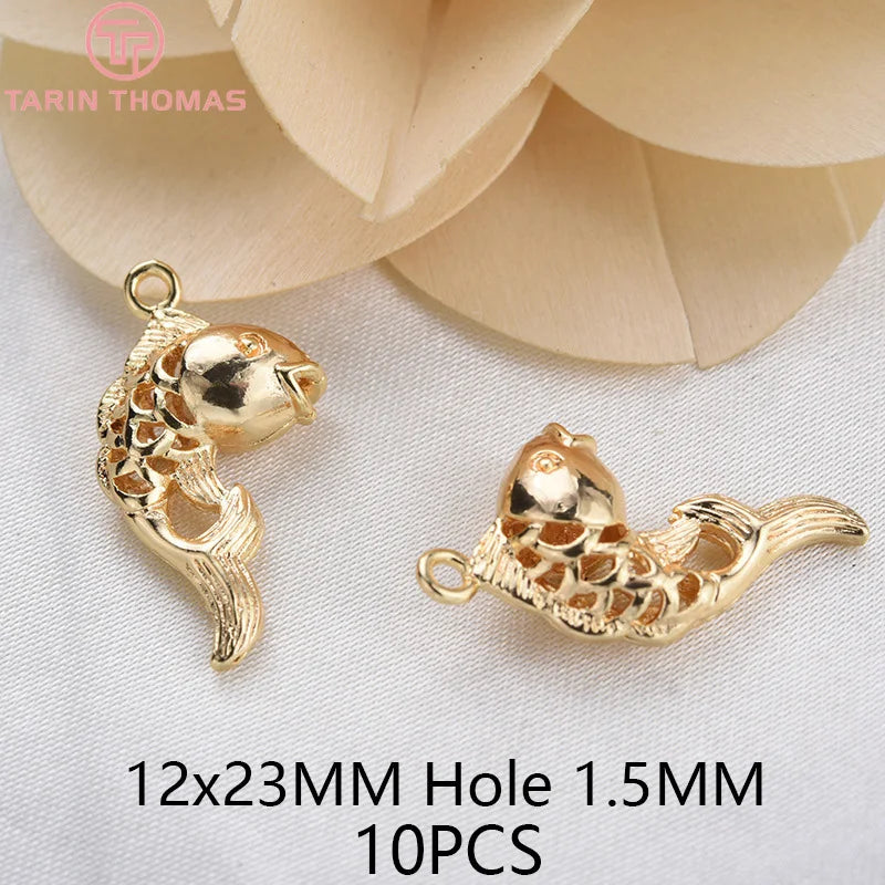 12x23MM 24K Plated Fish Charms Pendants for Jewelry Making