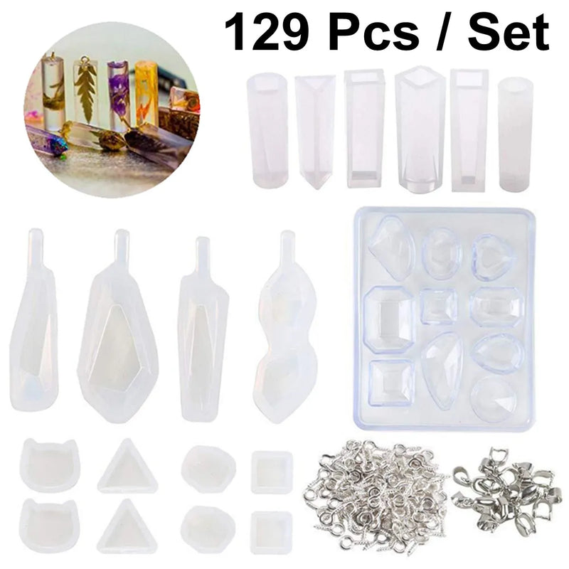 129Pcs Transparent Jewelry Casting Molds Set DIY Making Tool