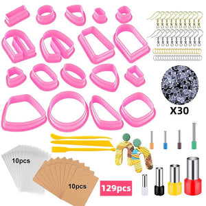 129pcs DIY Jewelry Making Earring Cards Cutters Hooks Baking Mould