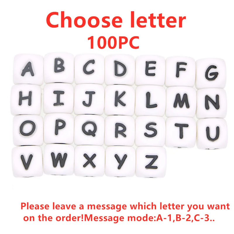 12MM 100/500Pcs Baby Silicone Letters DIY Personalized Name Nipple Chain