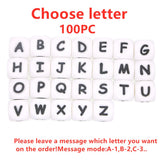 12MM 100/500Pcs Baby Silicone Letters DIY Personalized Name Nipple Chain