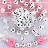 12MM 100Pcs Baby Silicone Letter Beads for DIY Baby Pacifier Chain Bracelet