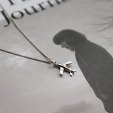 925 Sterling Silver Airplane Necklace Fine Jewelry Handcraft C-B165