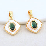 Green Zircon Necklace Charms Pendants 14K Plated Jewelry Making Supplies