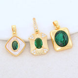 Green Zircon Necklace Charms Pendants 14K Plated Jewelry Making Supplies