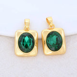 Green Zircon Necklace Charms Pendants 14K Plated Jewelry Making Supplies