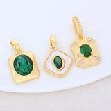 Green Zircon Necklace Charms Pendants 14K Plated Jewelry Making Supplies