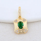 Green Zircon Necklace Charms Pendants 14K Plated Jewelry Making Supplies