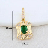 Green Zircon Necklace Charms Pendants 14K Plated Jewelry Making Supplies
