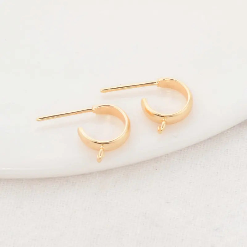 12MM 14K Brass Round Stud Earrings Pins Jewelry Making Supplies