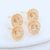 12MM 14K Brass Flower Stud Earrings Pins DIY Jewelry Making Supplies