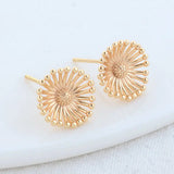12MM 14K Brass Flower Stud Earrings Pins DIY Jewelry Making Supplies
