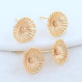 12MM 14K Brass Flower Stud Earrings Pins DIY Jewelry Making Supplies