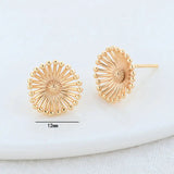 12MM 14K Brass Flower Stud Earrings Pins DIY Jewelry Making Supplies
