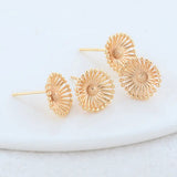12MM 14K Brass Flower Stud Earrings Pins DIY Jewelry Making Supplies