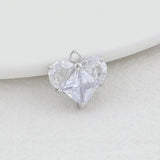 14K Brass Zircon Heart Charms Pendants Jewelry Making