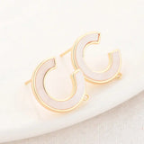 14MM 14K Plated Brass with Shell Stud Earrings Pins