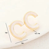 14MM 14K Plated Brass with Shell Stud Earrings Pins