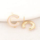 14MM 14K Plated Brass with Shell Stud Earrings Pins