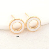 14MM 14K Plated Brass with Shell Stud Earrings Pins