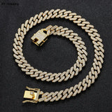 12MM 2 Row Rhinestone Prong Cuban Link Chain Men Women Iced Out Cuban Chain