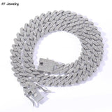 12MM 2 Row Rhinestone Prong Cuban Link Chain Men Women Iced Out Cuban Chain