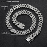 12MM 2 Row Rhinestone Prong Cuban Link Chain Men Women Iced Out Cuban Chain