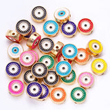 12MM Bohemian Heart Enamel Pink Eyes Spacer Beads Charm for DIY Bracelet