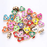 12MM Bohemian Heart Enamel Pink Eyes Spacer Beads Charm for DIY Bracelet