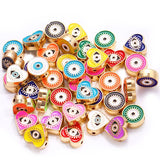 12MM Bohemian Heart Enamel Pink Eyes Spacer Beads Charm for DIY Bracelet