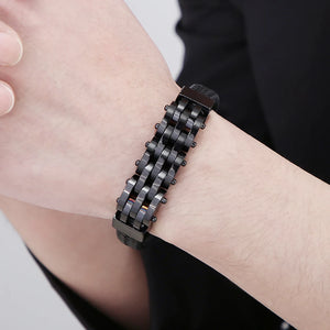 12MM Braided Leather Cord Bracelet Stainless Steel Charm Bracelet Male