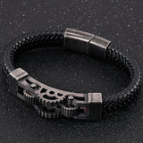 12MM Stainless Steel Bracelet for Men Boy's Leather Bangles Male Accessories