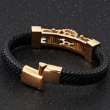 12MM Stainless Steel Bracelet for Men Boy's Leather Bangles Male Accessories