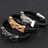 12MM Stainless Steel Bracelet for Men Boy's Leather Bangles Male Accessories