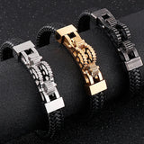 12MM Stainless Steel Bracelet for Men Boy's Leather Bangles Male Accessories