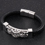 12MM Stainless Steel Bracelet for Men Boy's Leather Bangles Male Accessories