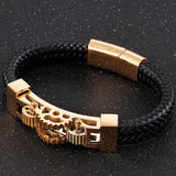 12MM Stainless Steel Bracelet for Men Boy's Leather Bangles Male Accessories