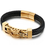 12MM Stainless Steel Bracelet for Men Boy's Leather Bangles Male Accessories