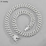 12MM HipHop Prong Cuban Link Chain Necklace Bling Iced Out Rhinestone Pave