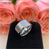 12MM Mens Tungsten Wedding Band Beveled Brushed Finish Comfort Fit