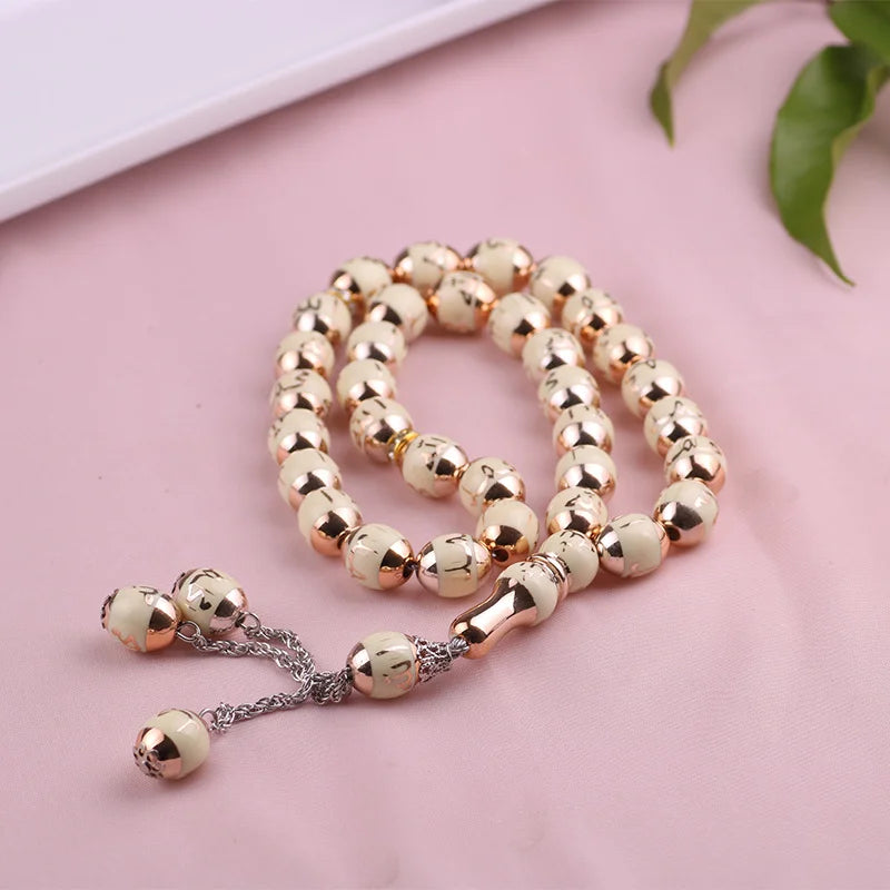 12MM Muslim Prayer Beads Tashih Tassels Pendant Bracelets