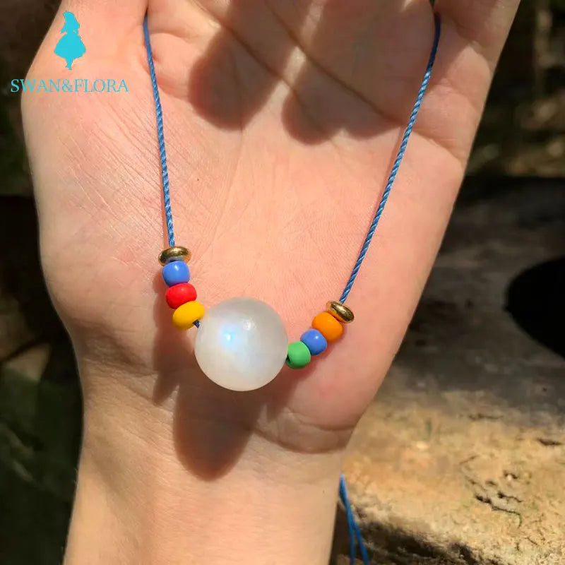 Natural Moonstone Choker Necklace - Gemstone High Jewelry Choker