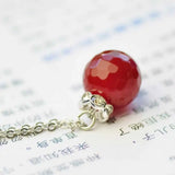 12MM Natural Red Agate Bead Pendant Necklace Healing Diy Classic Cuff